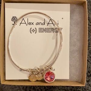 Alex and ani silver bracelet with pink gemstone
